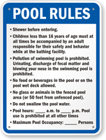 New York Pool Rules Sign