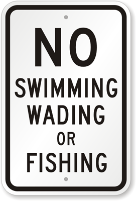 Designer Private Property Fishing Swimming Prohibited Sign, SKU