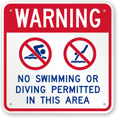 Diver Warning, This sign is placed at the entrance of under…
